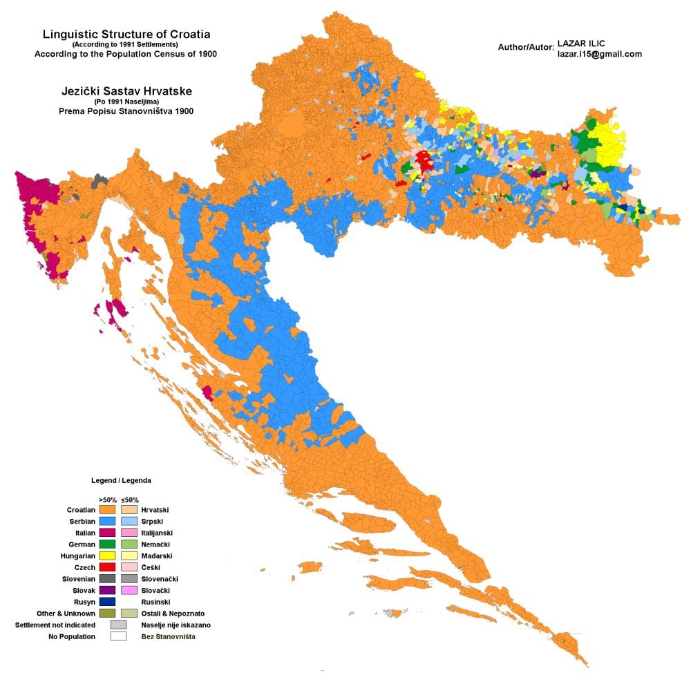 мапата на етничка карта на хрватска