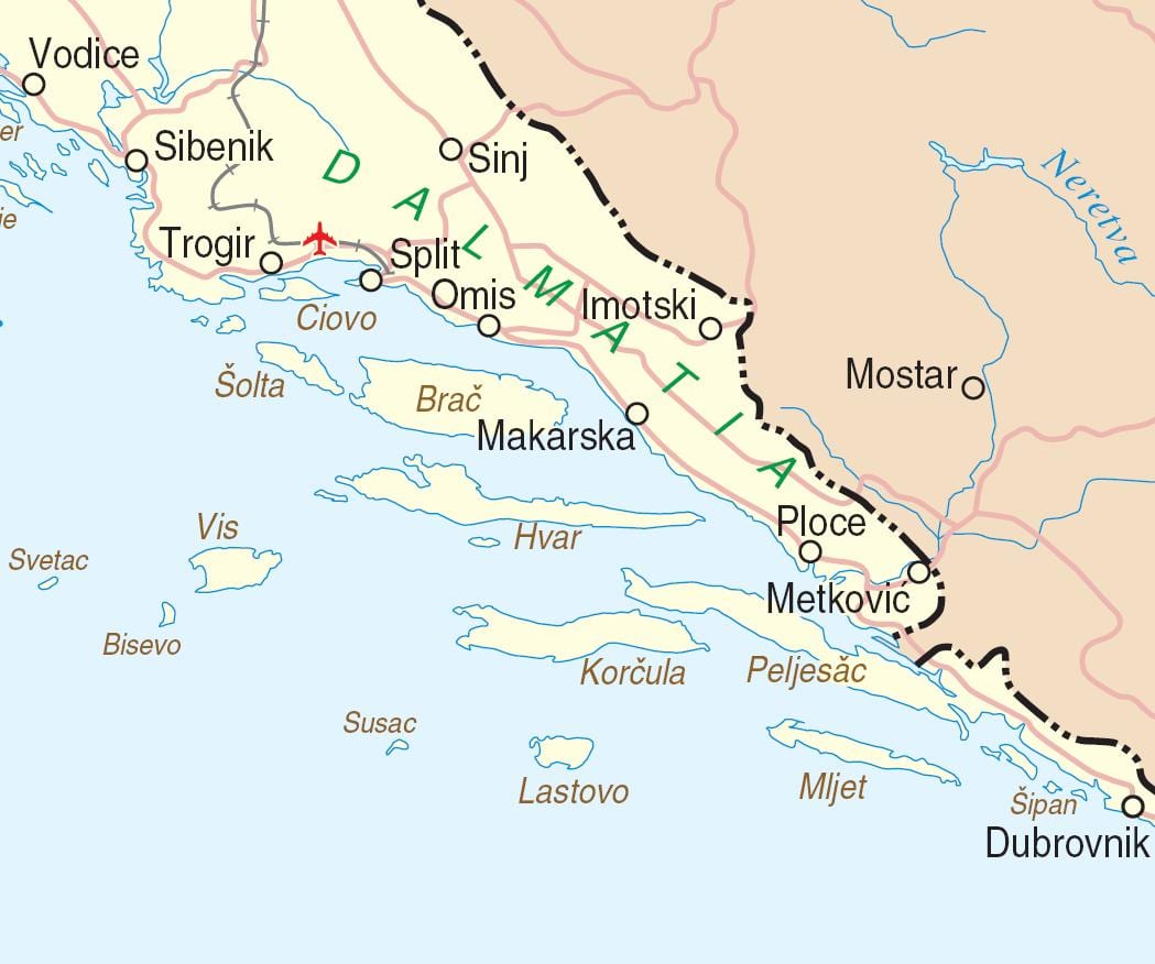 карта на јужна хрватска