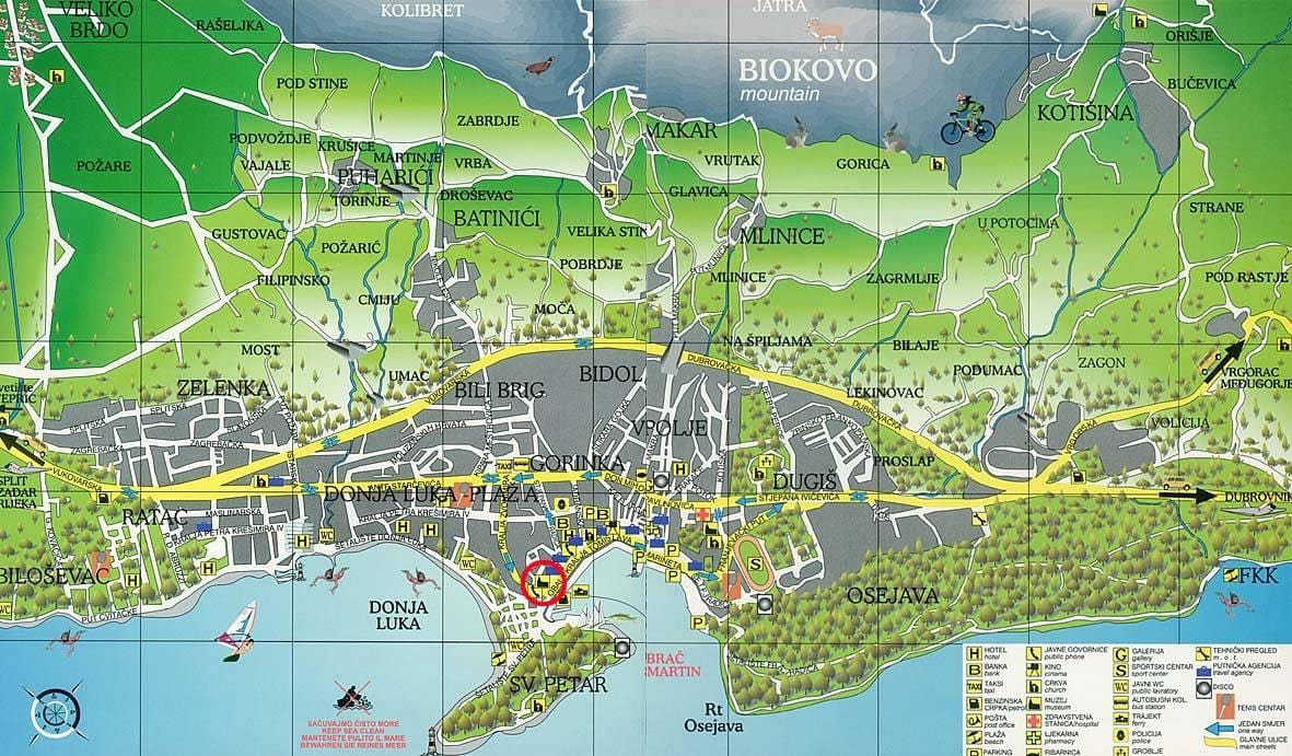 карта на макарска, хрватска