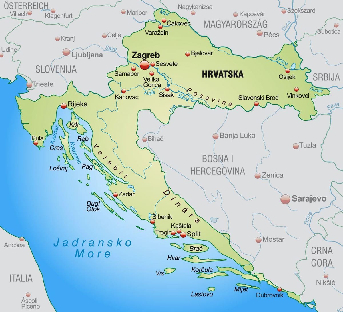 северна хрватска мапа