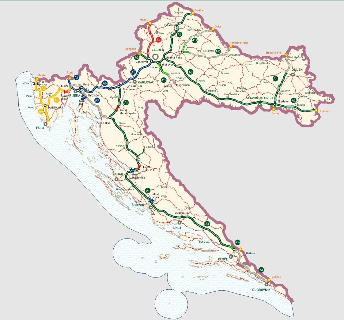 хрватската автопати мапа