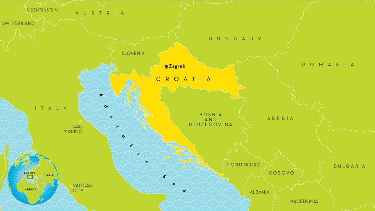 карта на земји во близина на хрватска