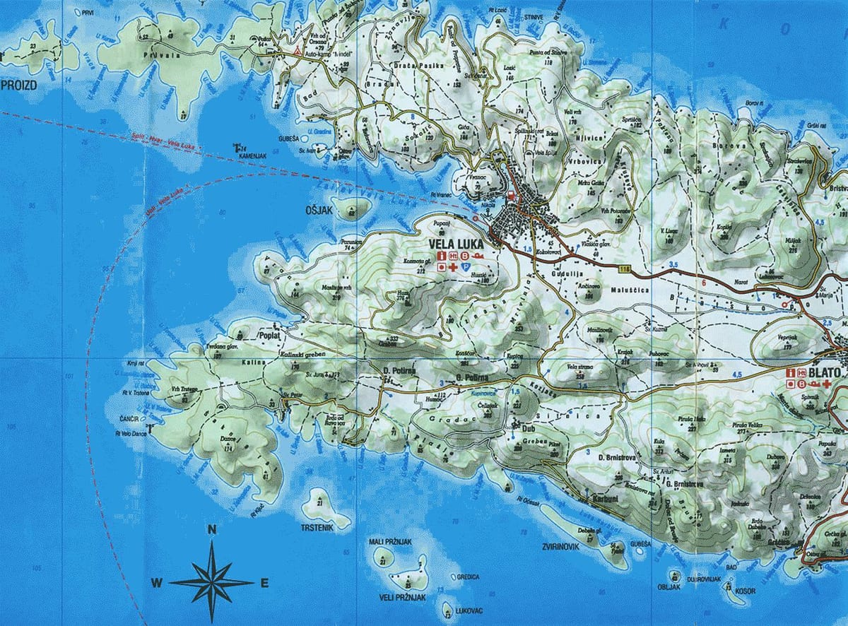 карта на korcula хрватска