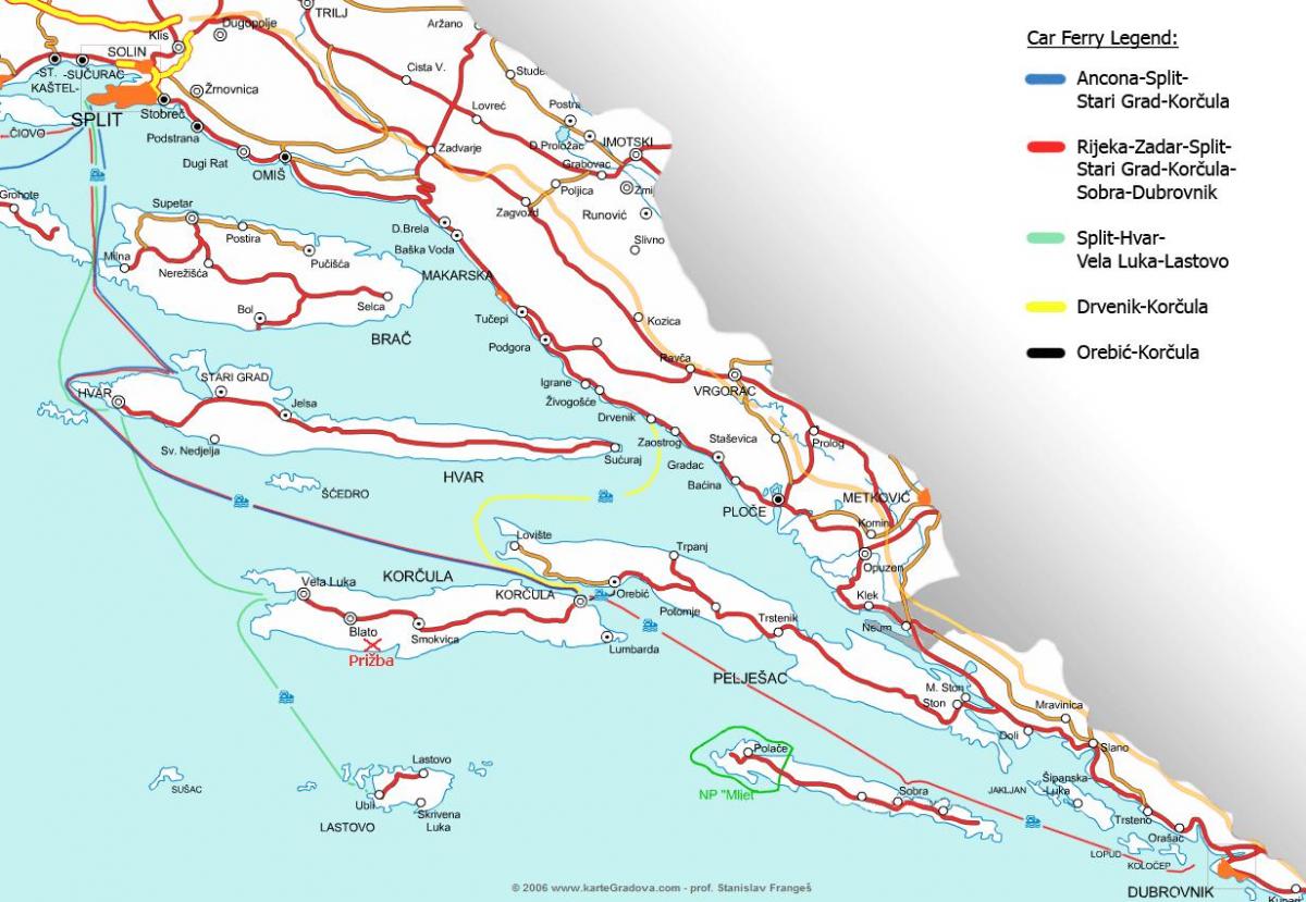 карта на хрватска ферибот