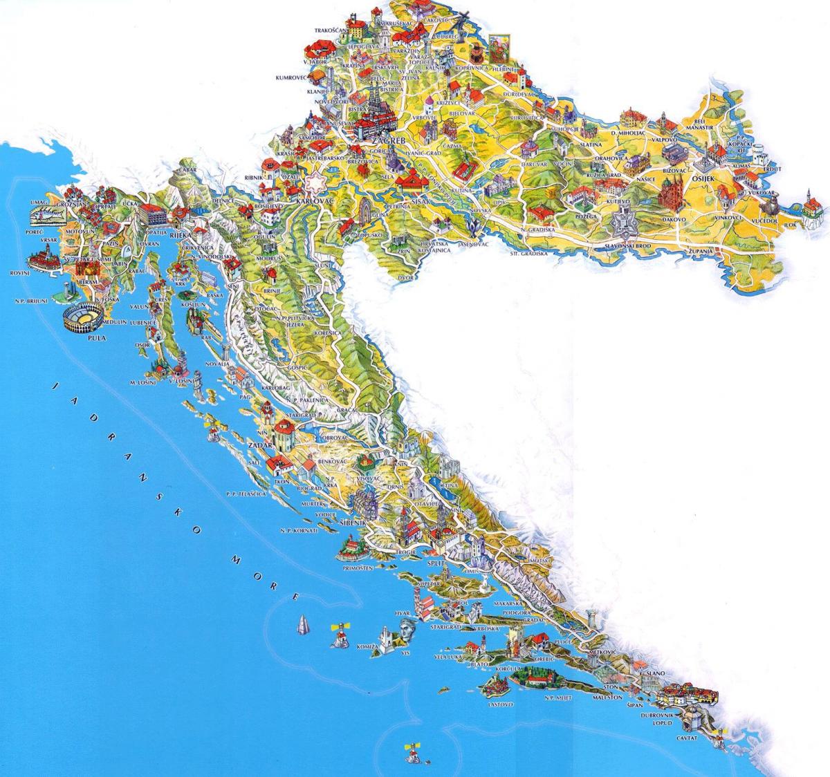 хрватска туристички атракции на мапата