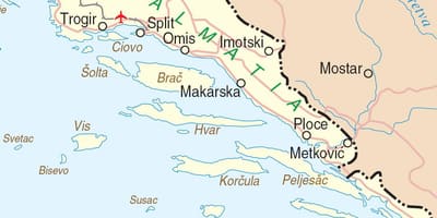 Карта на јужна хрватска