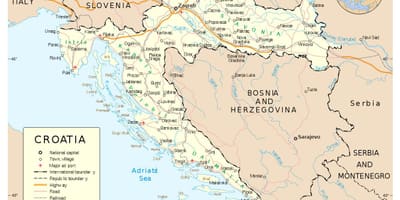 Карта на хрватска со градови