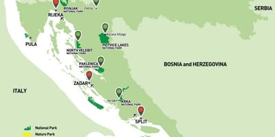 Карта на хрватска националните паркови 
